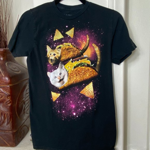 Black Matter Taco Cat T-Shirt Humor Animal Sarcastic Space Small - Picture 1 of 5